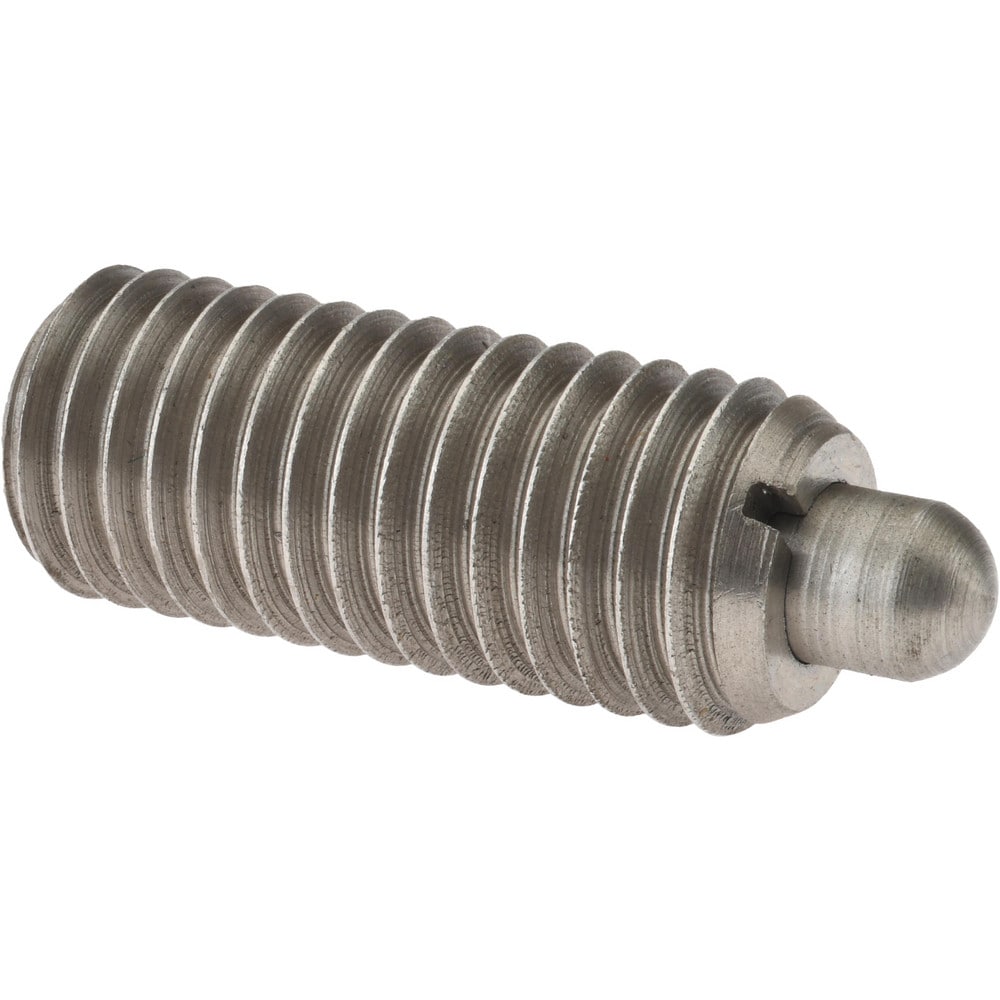 Threaded Spring Plunger: 5/8-11, 1-1/2" Thread Length, 0.31" Dia, 5/16" Projection