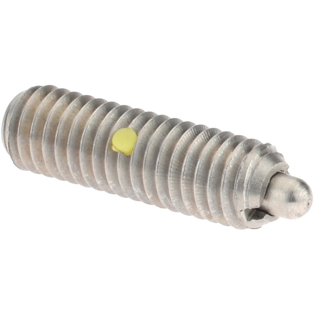 Threaded Spring Plunger: M6 x 1, 0.787" Thread Length, 0.106" Dia, 0.098" Projection