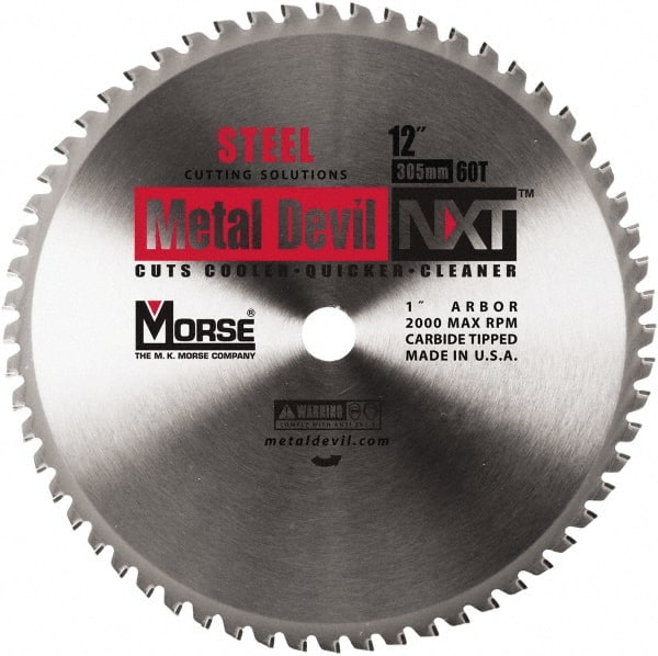 M.K. Morse CSM1260FSC Wet & Dry Cut Saw Blade: 12" Dia, 1" Arbor Hole, 0.087" Kerf Width, 60 Teeth 