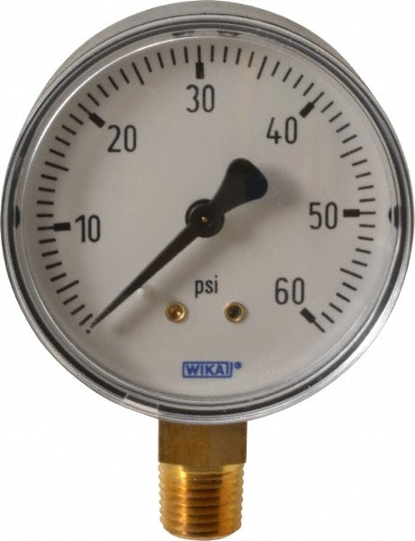 Wika 4253124 Pressure Gauge: 2-1/2" Dial, 1/4" Thread, NPT, Lower Mount Image