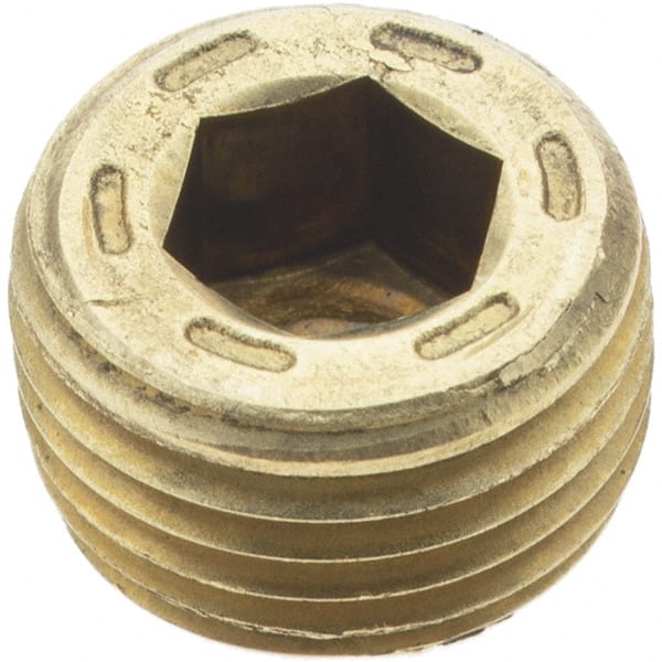 1/8-27, 1/4" OAL, Brass Socket Pressure Plug