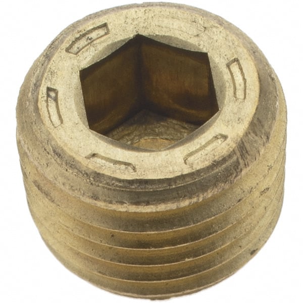 1/4-18, 13/32" OAL, Brass Socket Pressure Plug