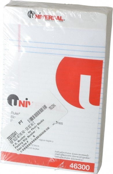 Universal UNV46300 Perforated Style Ruled Pad: 50 Sheets, White Paper, Perforated Binding 