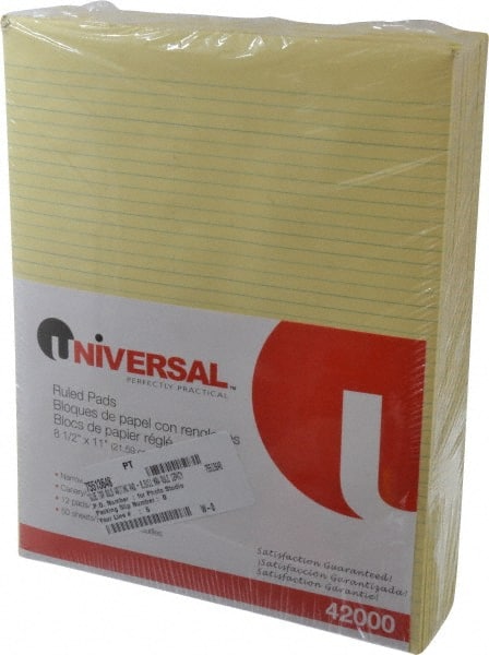 Universal UNV42000 Glue Top Pad: 50 Sheets, Yellow Paper, Glue Binding 