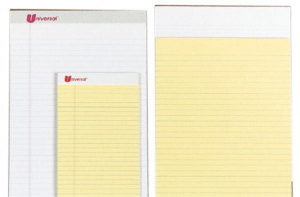 Universal UNV10630 Perforated Style Ruled Pad: 50 Sheets, Yellow Paper, Perforated Binding 