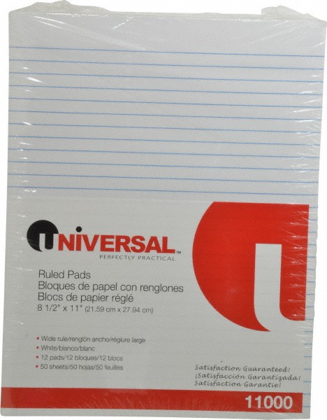 Glue Top Pad: 50 Sheets, 8-1/2 x 11" Sheet, White Paper, Glue Binding - White Cover
