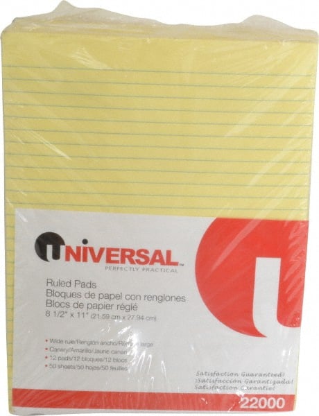 Universal UNV22000 Glue Top Pad: 50 Sheets, Yellow Paper, Glue Binding 