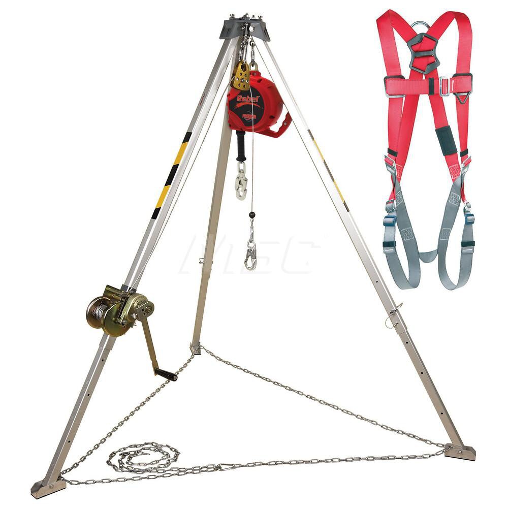 50 Ft Cable, Tripod Base, Manual Winch, Confined Space Entry & Retrieval System