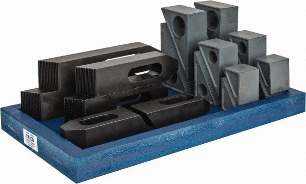 TE-CO 21007 13 Piece Fixturing Step Block & Clamp Set with 2" Step Block, 7/8 & 1 Stud Thread 