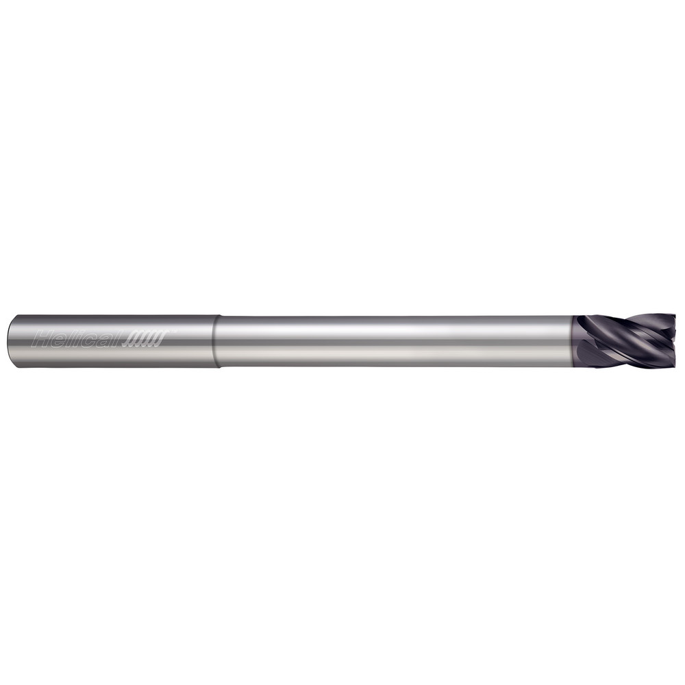 Square End Mill: 3/16" Dia, 7/32" LOC, 4 Flute, Solid Carbide - 3" OAL, 3/16" Shank Dia, 35 deg Helix, APLUS Finish, Single End, Series End Mills for Steels - 4 Flute - Square - Variable Pitch - Reduced Neck