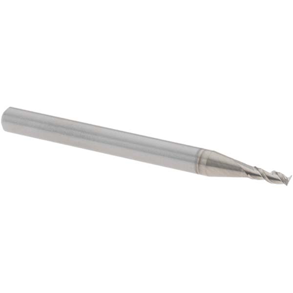 Harvey Tool 1/16", 0.186" LOC, 1/8" Shank Diam, 1-1/2" OAL, 2 Flute Solid Carbide Square End Mill - Single End, TiB2 Finish, 45° Helix