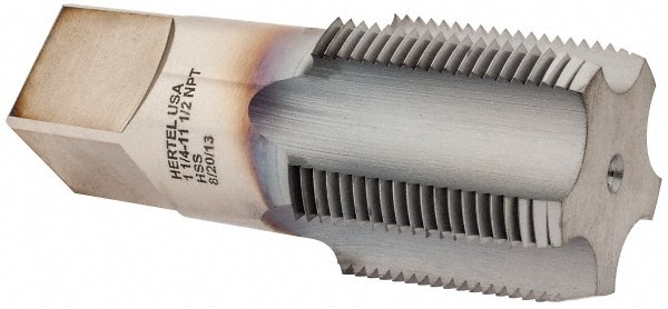 Hertel R127875C-S Standard Pipe Tap: 1-1/4 - 11-1/2, NPT, 5 Flutes, High Speed Steel, TiCN Finish Image