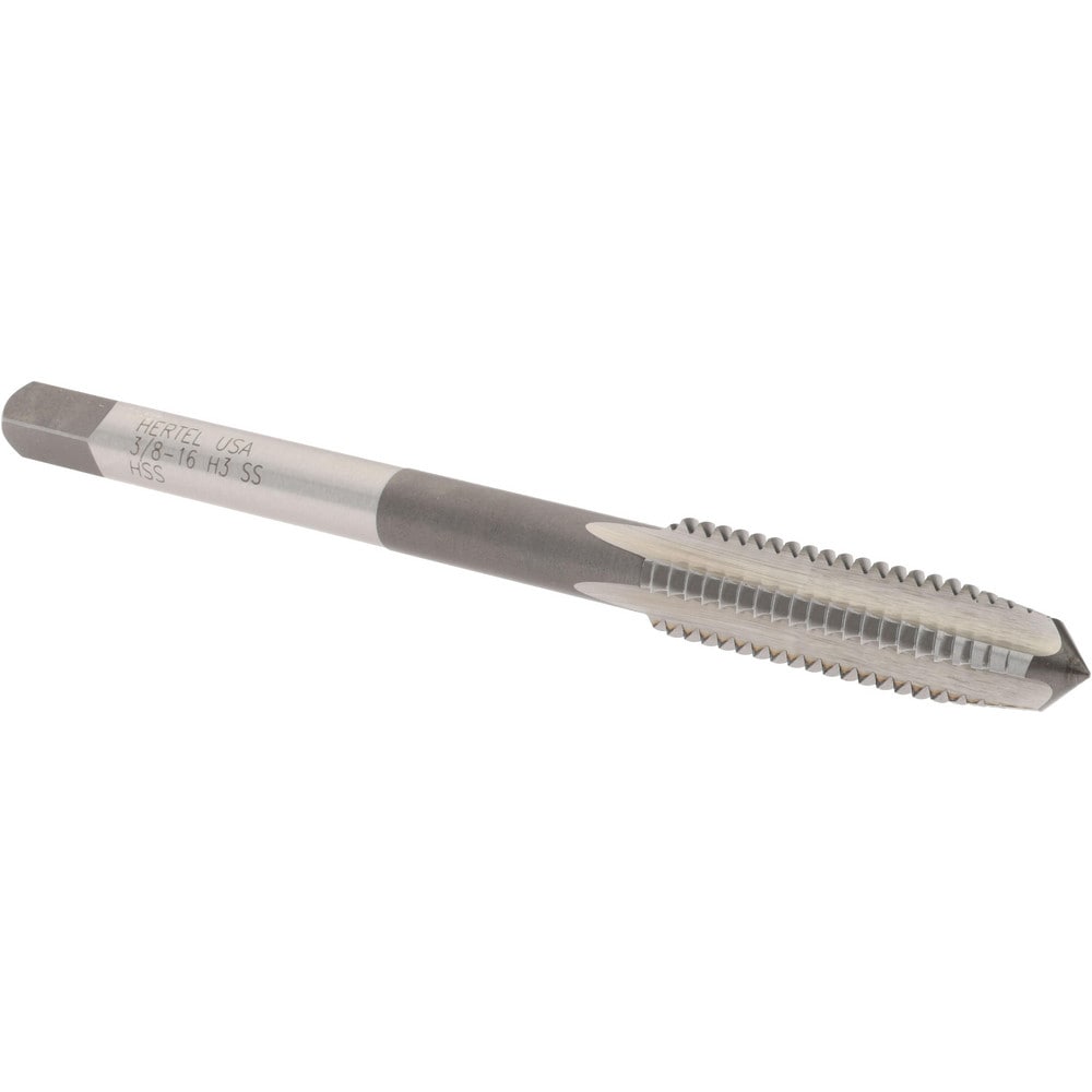 Hertel G837601 Extension Tap: 3/8-16, 4 Flutes, H3, Bright/Uncoated, High Speed Steel, Standard Hand Image