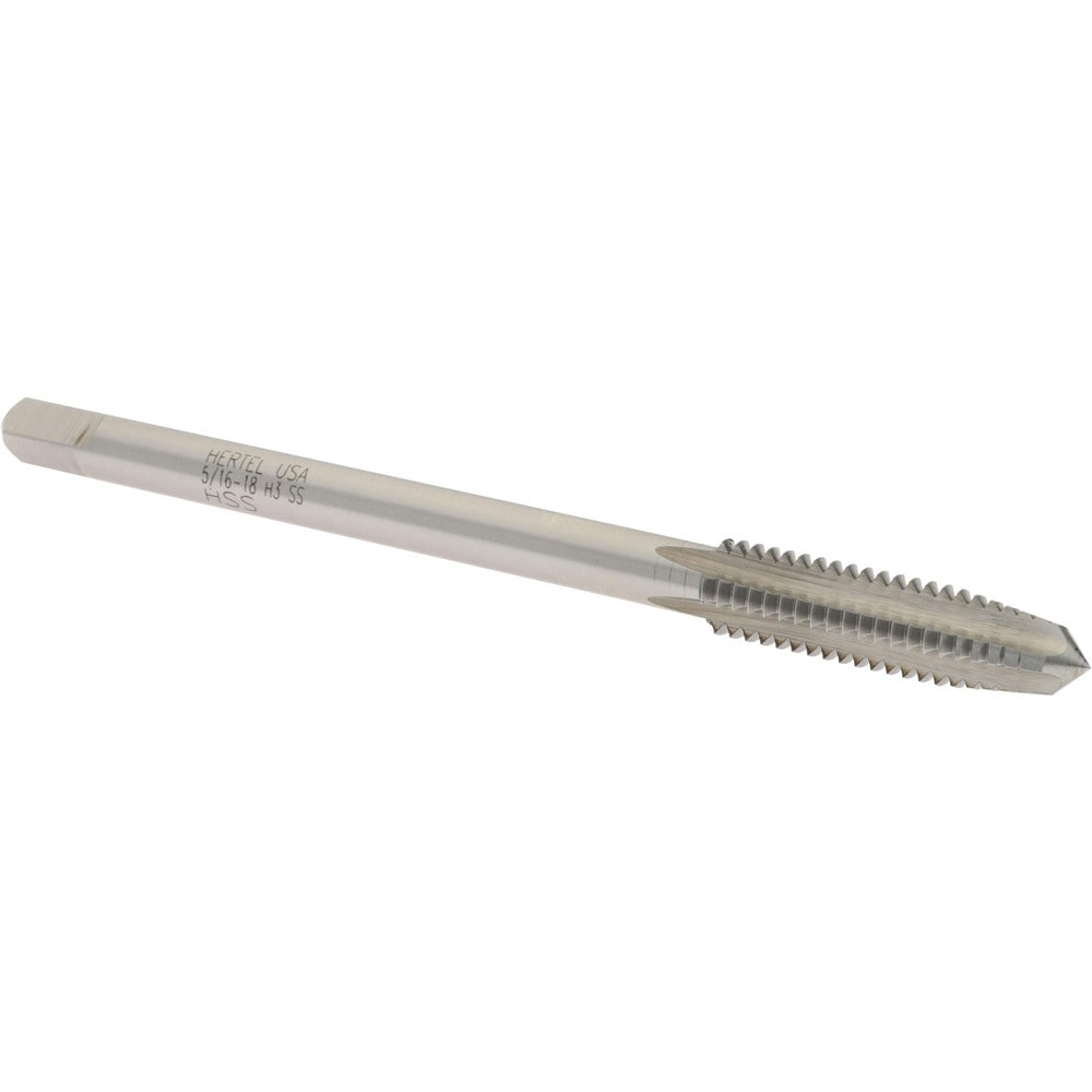 Hertel G837610 Extension Tap: 5/16-18, 4 Flutes, H3, Bright/Uncoated, High Speed Steel, Standard Hand Image