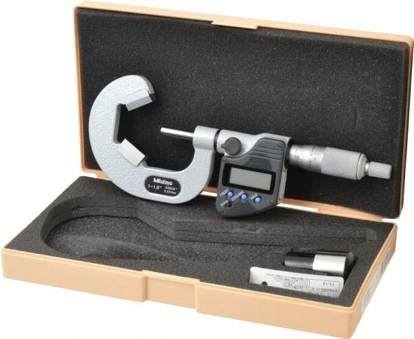 Mitutoyo 314-353-30 1 to 1.6 Inch Measurement, Accuracy Up to 5 micro m, 3 Flutes Measured, Ratchet Stop Thimble, Electronic V Anvil Micrometer Image