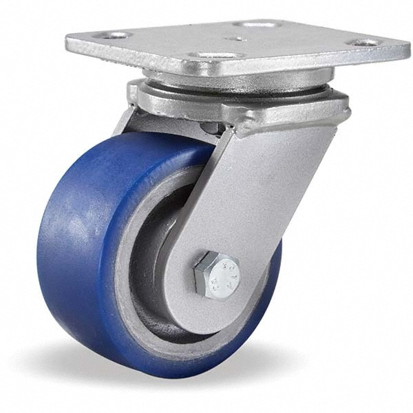 Hamilton S-WH-4SPB Swivel Top Plate Caster: Polyurethane, 4" Wheel Dia, 2" Wheel Width, 600 lb Capacity, 5-5/8" OAH Image