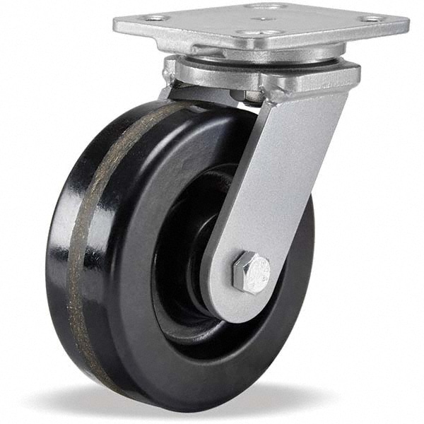 Hamilton S-WH-6P Swivel Top Plate Caster: Phenolic, 6" Wheel Dia, 2" Wheel Width, 1,200 lb Capacity, 7-1/2" OAH Image