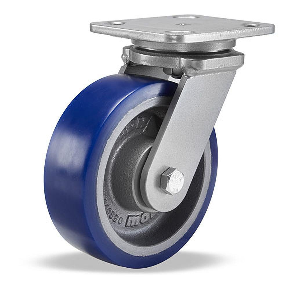 Hamilton S-WH-6SPB-4SLZB Swivel Top Plate Caster: Polyurethane, 6" Wheel Dia, 2" Wheel Width, 960 lb Capacity, 7-1/2" OAH 