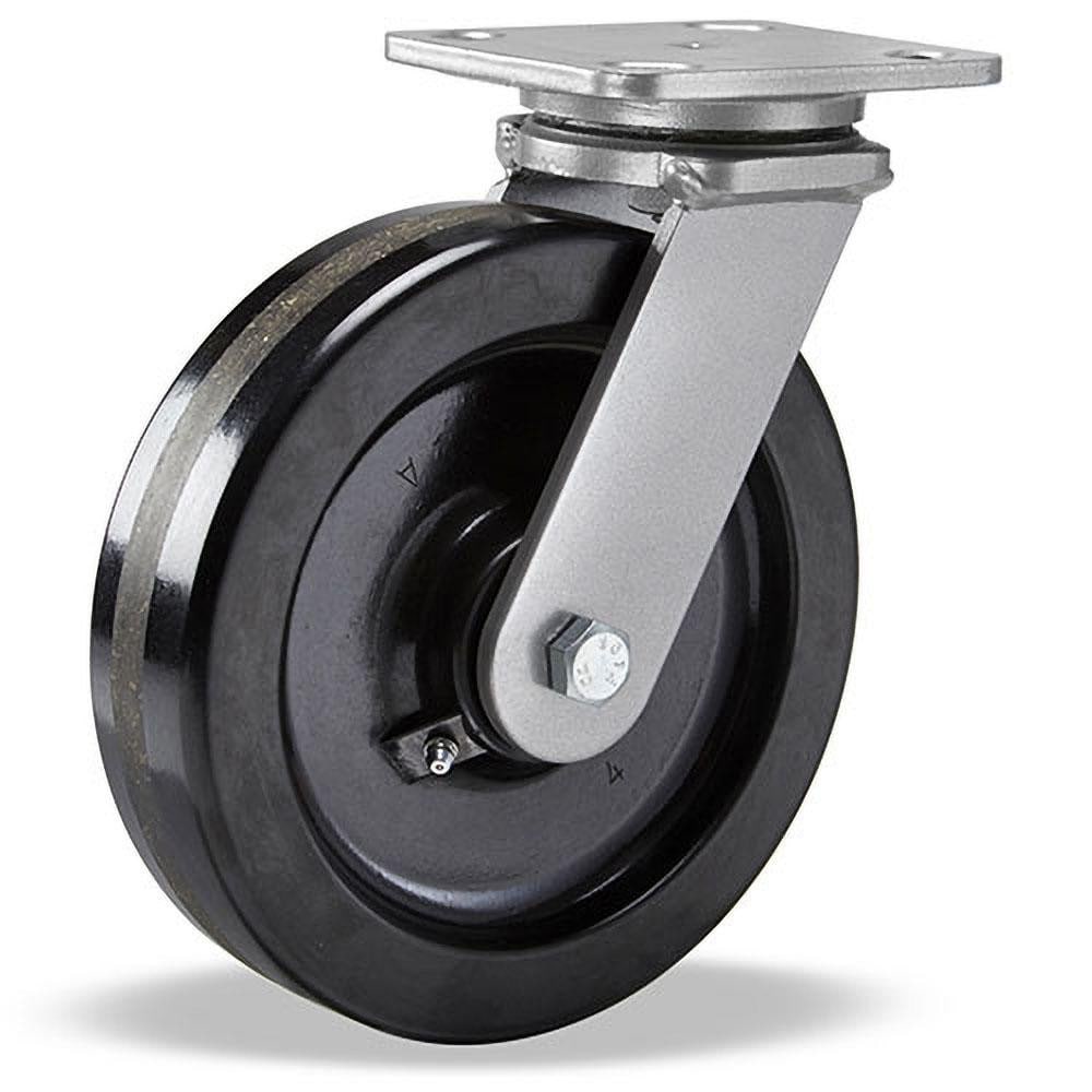 Hamilton S-WH-8P-4SL-FB Swivel Top Plate Caster: Phenolic, 8" Wheel Dia, 2" Wheel Width, 1,400 lb Capacity, 9-1/2" OAH 