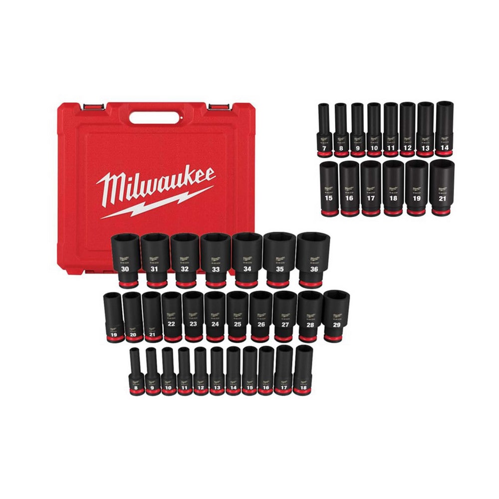 Socket Sets; Set Type: Deep ; Measurement Type: Metric ; Drive Size: 3/8 ; Minimum Size (mm): 8.00 ; Maximum Size (mm): 36.00 ; Tool Type: Deep