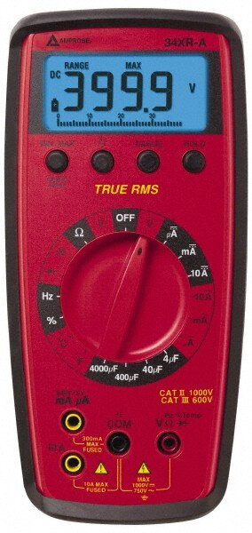 CAT II & CAT III, Auto Ranging Digital Manual Ranging & True RMS Multimeter: 750 VAC, 1,000 VDC