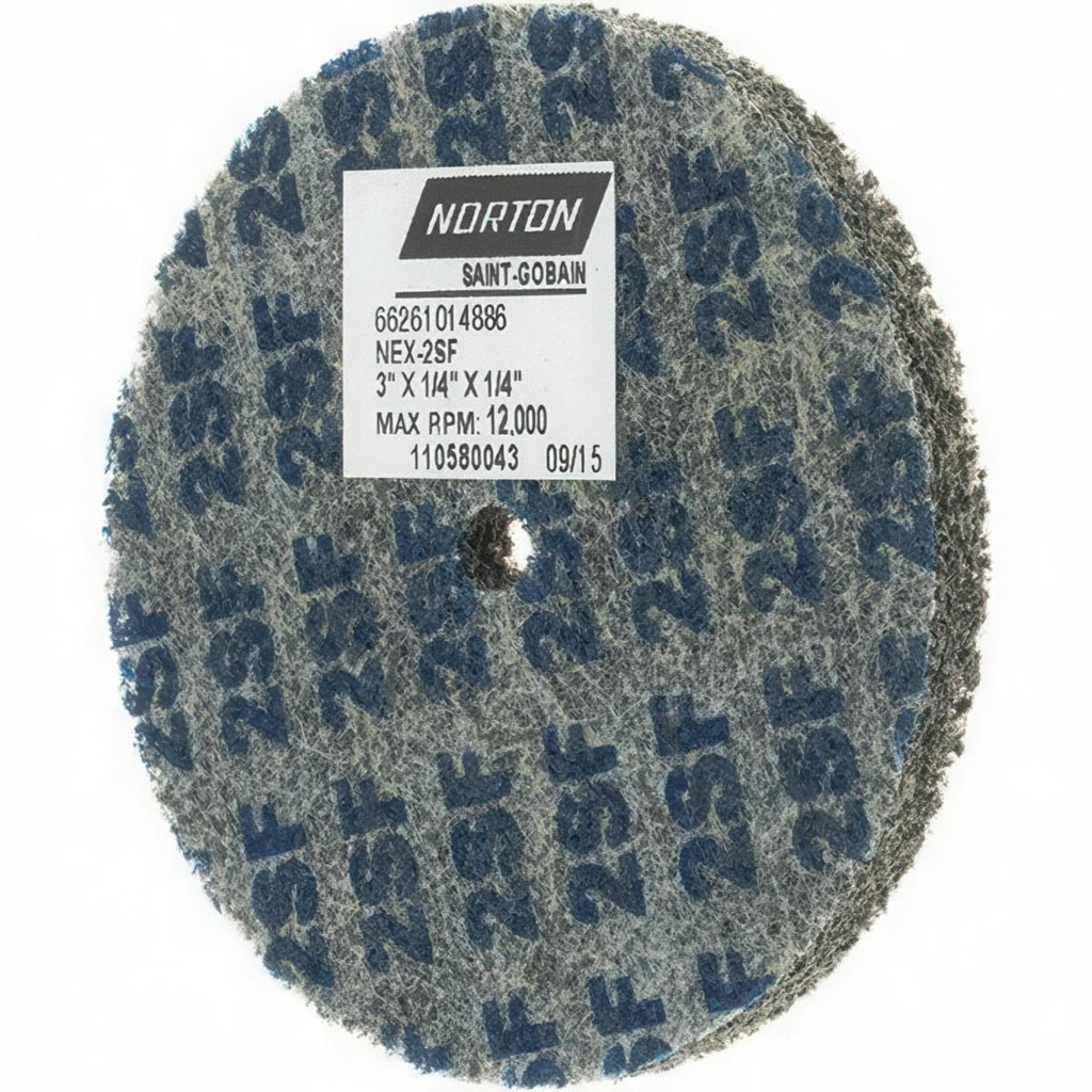 Norton Deburring Wheel: 3" Dia, 1/4" Face Width, 1/4" Hole, 2 Density, Silicon Carbide - Fine Grade, Unitized | Part #66261014886