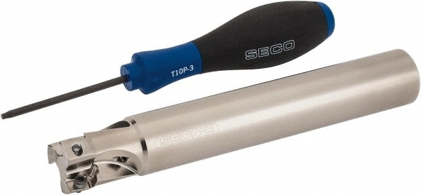 Seco 2688854 1" Cut Diam, 0.433" Max Depth, 1" Shank Diam, Cylindrical Shank, 6.69" OAL, Indexable Square-Shoulder End Mill Image