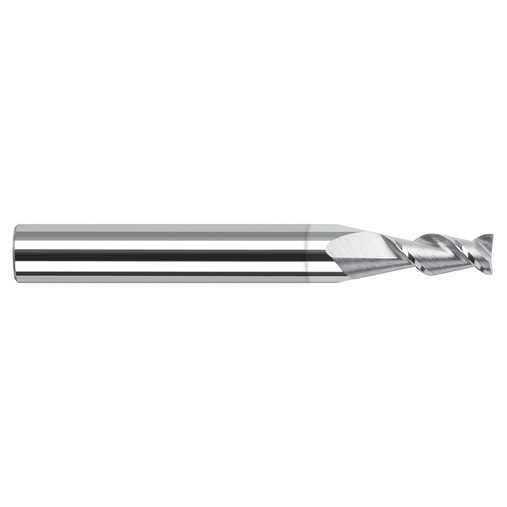 Harvey Tool Corner Radius End Mill: 1/4" Dia, 3/4" LOC, 0.0100" Radius, 2 Flute, Solid Carbide - 2-1/2" OAL, 1/4" Shank Dia, 45 deg Helix, TiB2