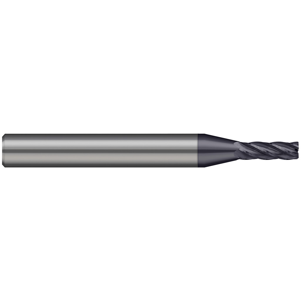 Harvey Tool Corner Radius End Mill: 1/8" Dia, 3/8" LOC, 0.0100" Corner Radius, 5 Flute, Solid Carbide - 1-1/2" OAL, 1/8" Shank Dia, 30 deg Helix
