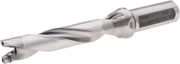 Iscar 3202489 Replaceable Tip Drill: 0.669 to 0.705 Drill Dia, 3.35" Max Depth, 0.75 Weldon Flat Shank 
