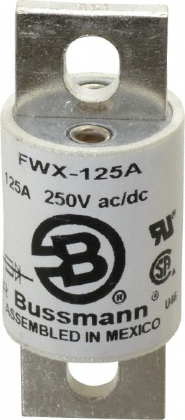 Cooper Bussmann FWX-125A Flush End Fast-Acting Fuse: 125 A, 3-1/8" OAL 