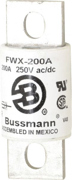 Cooper Bussmann FWX-200A Flush End Fast-Acting Fuse: 200 A, 3-1/8" OAL 