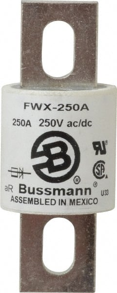 Cooper Bussmann FWX-250A Flush End Fast-Acting Fuse: 250 A, 3-27/32" OAL, 1-1/2" Dia 