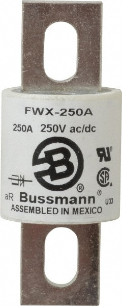 Cooper Bussmann FWX-250A Flush End Fast-Acting Fuse: 250 A, 3-27/32" OAL, 1-1/2" Dia Image