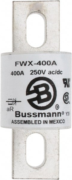 Cooper Bussmann FWX-400A Flush End Fast-Acting Fuse: 400 A, 3-27/32" OAL, 1-1/2" Dia 