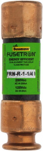 Cartridge Time Delay Fuse: RK5, 1.25 A, 50.8 mm OAL, 14.3 mm Dia