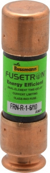 Cartridge Time Delay Fuse: RK5, 1.6 A, 50.8 mm OAL, 14.3 mm Dia - 20 kA at DC & 200 (RMS) | 3-Pack | Part # - Cooper Bussmann FRN-R-1-6/10