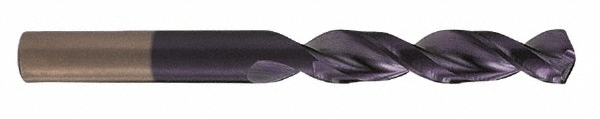 Screw Machine Drill Bit: #30 (0.1285) Dia, 135 deg, Cobalt - TiCN Finish, 1-15/16" OAL, Right Hand Cut, 2 Flute, Parabolic Flute, Straight-Cylindrical Shank, Series 2175-TC