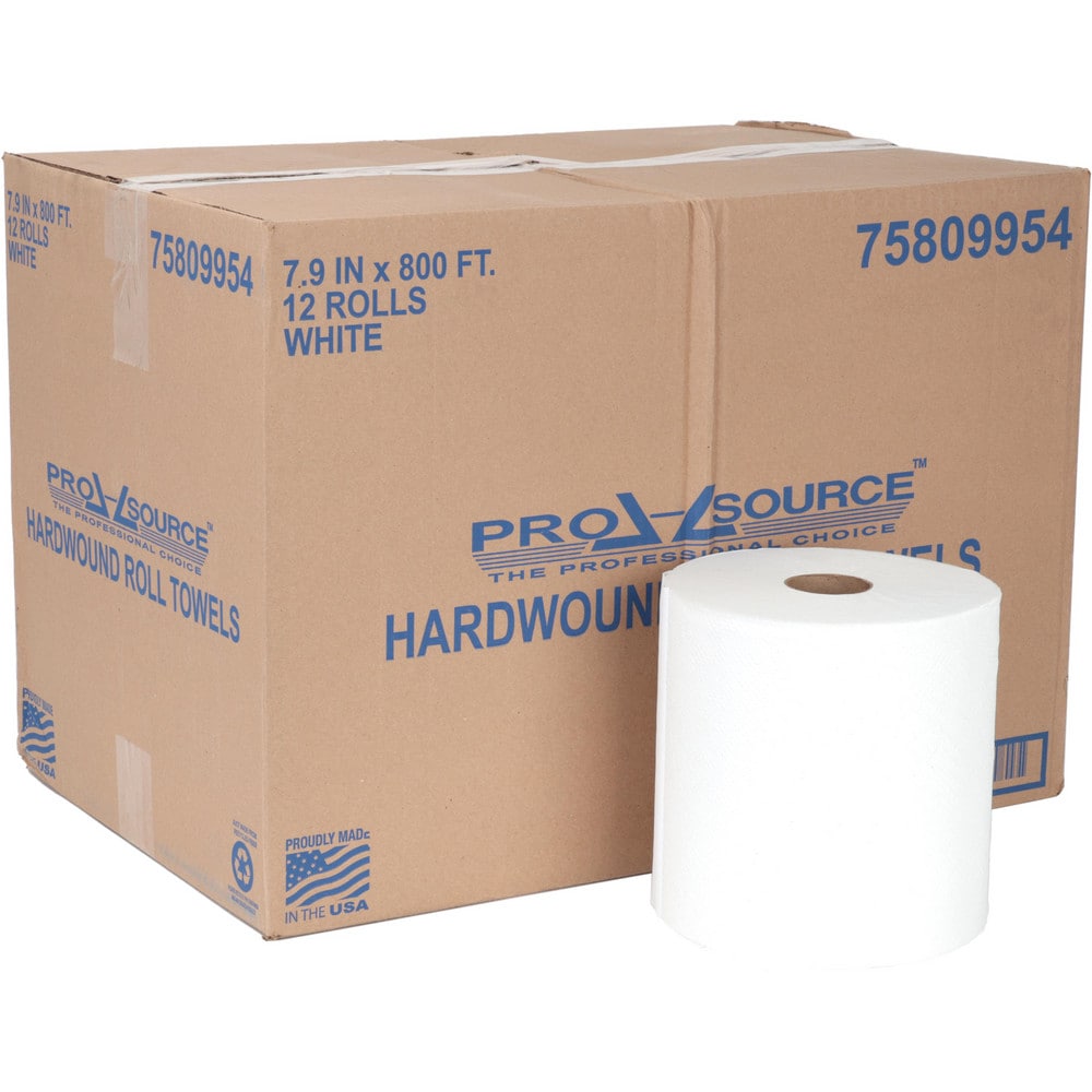 Paper Towels: Hard Roll, 12 Rolls, 1 Ply, Recycled Fiber, White