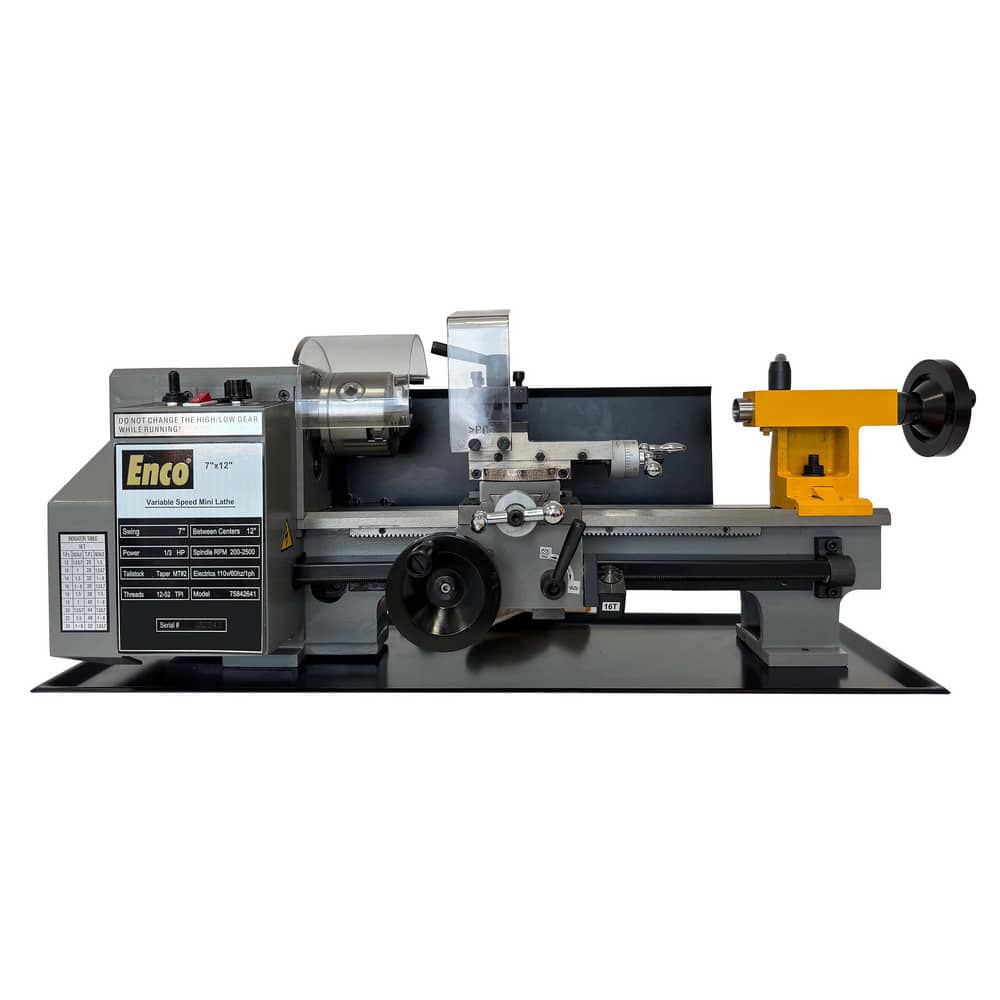 Bench, Engine & Toolroom Lathes; Horse Power: 0.33 ; Phase: Single ; Spindle Speed Control: Electronic Variable Speed ; Bed Width: 3.268 ; Distance Between Centers: 12 ; Cross Slide Travel: 2.56