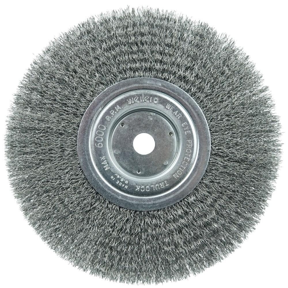 Weiler 1165 Wheel Brush: 8" Wheel Dia, Crimped 