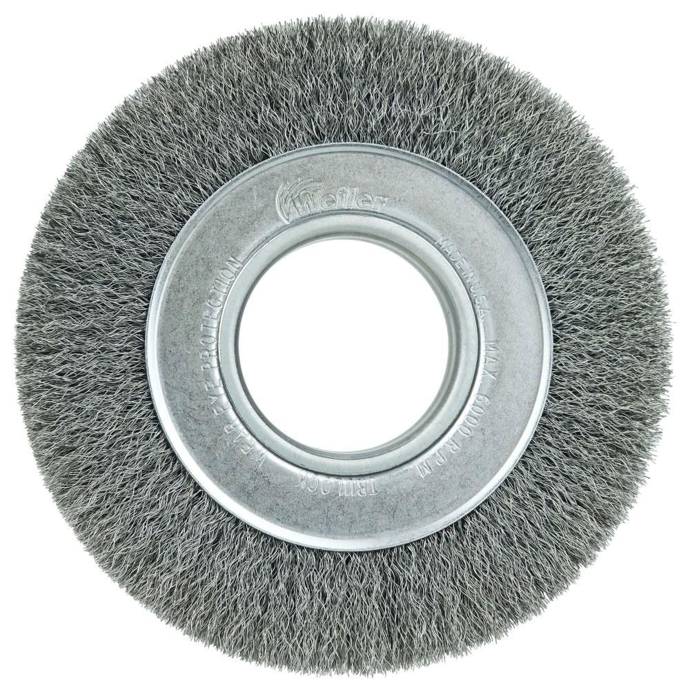 Weiler 6050 Wheel Brush: 6" Wheel Dia, Crimped 