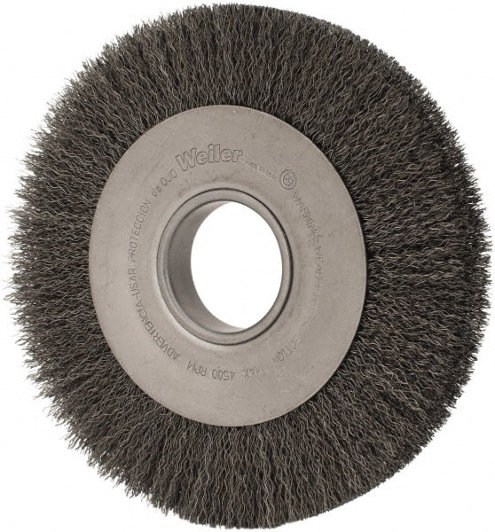4 Polyflex Encapsulated Narrow Face Crimped Wire Wheel 009 Steel Fill 1 2 3 8 Arbor Hole 35084 Weiler Abrasives
