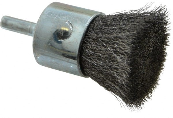 Weiler 98539 End Brushes: 1" Dia, Steel, Crimped Wire 