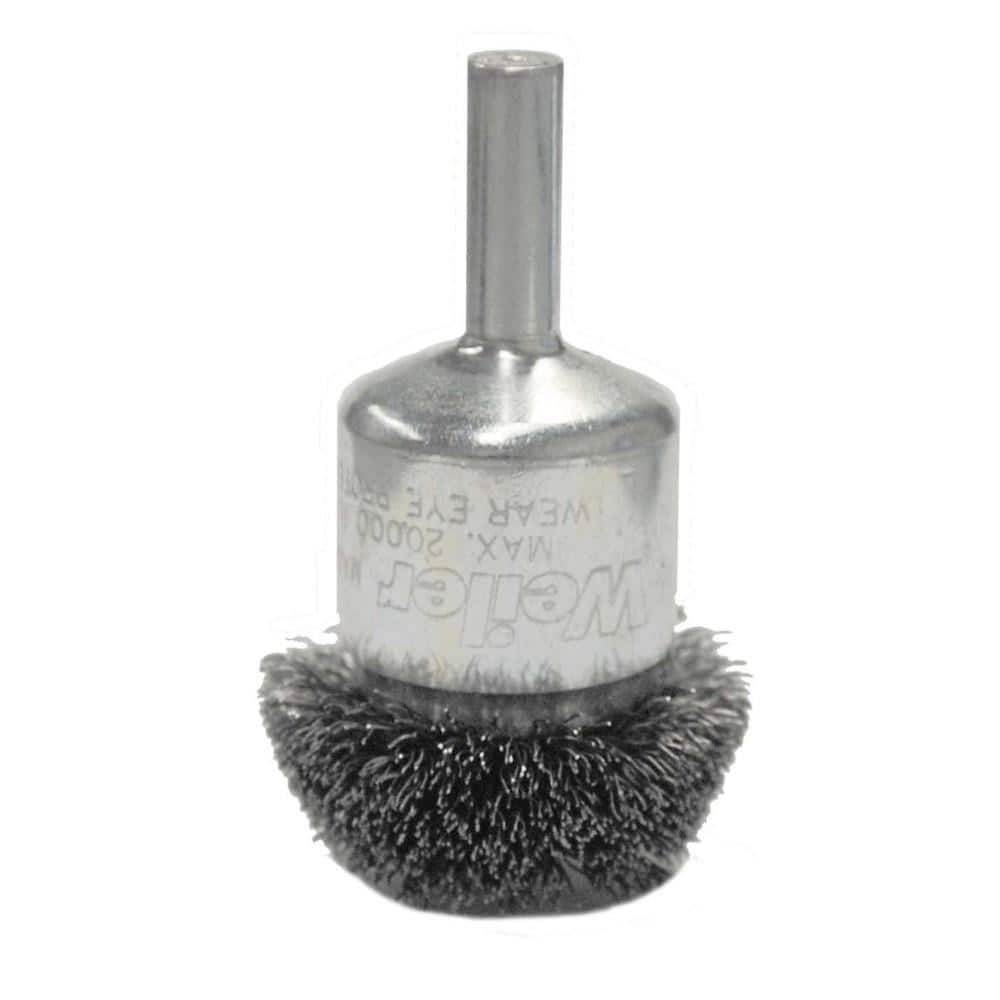 Weiler 10035 End Brushes: 1-1/4" Dia, Steel, Crimped Wire 