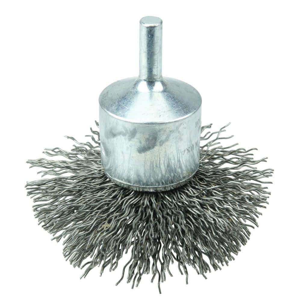 Weiler 10040 End Brushes: 2-3/4" Dia, Steel, Crimped Wire 