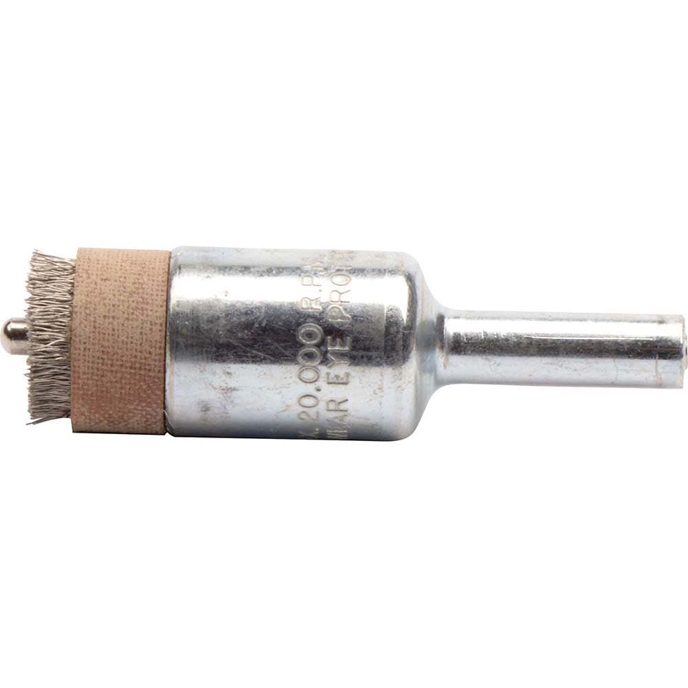End Brushes: 1/2" Dia, Stainless Steel, Crimped Wire
