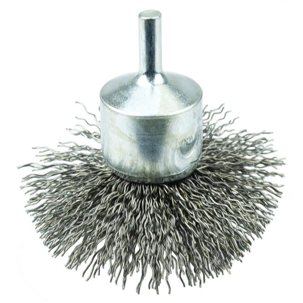 Weiler 10073 End Brushes: 3" Dia, Steel, Crimped Wire 