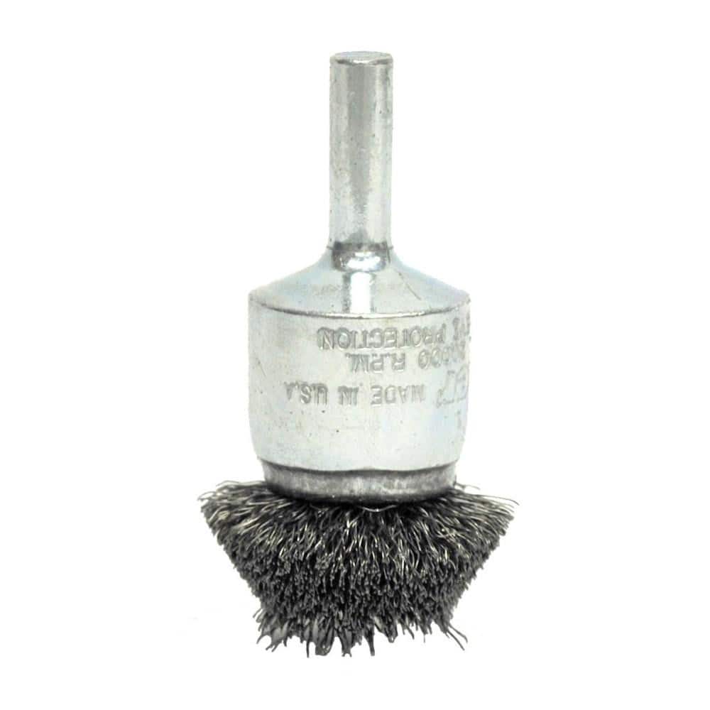 Weiler 10076 End Brushes: 1-1/4" Dia, Steel, Crimped Wire 