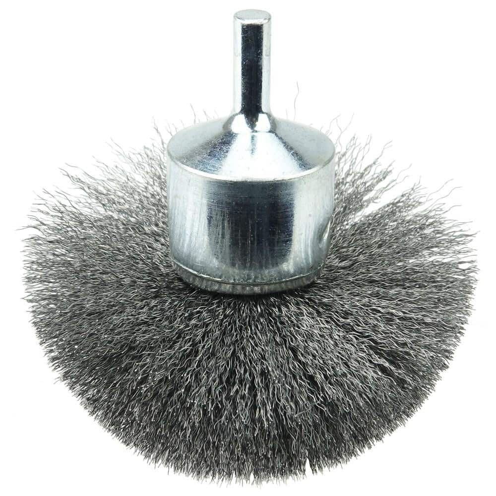 Weiler 10150 End Brushes: 3" Dia, Steel, Crimped Wire 